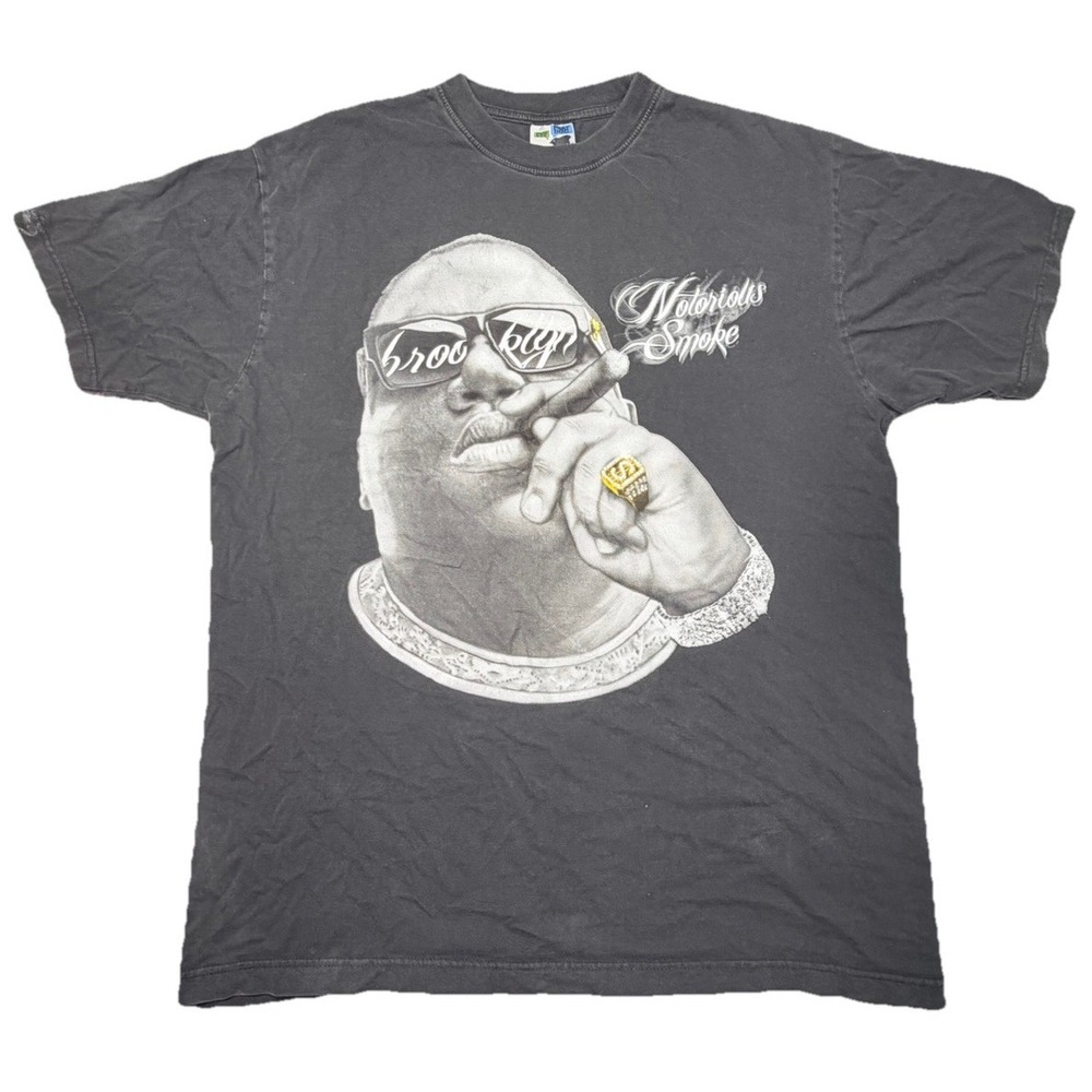 Phat Dog XL Biggie Smalls Notorious Smoke Graphic T Shirt Rap Tee Black BIG